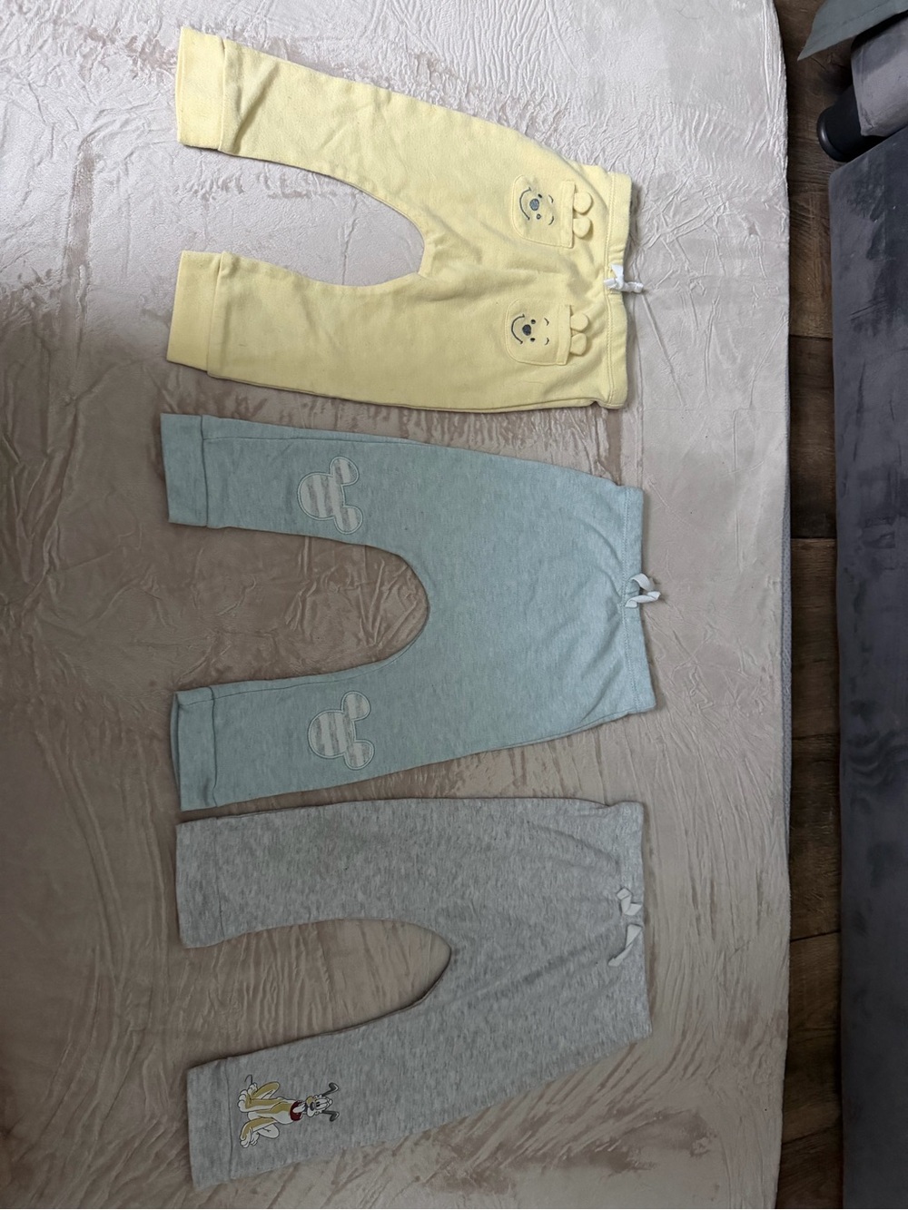 Disney Kids Sweatpants Trio - Yellow, Light Blue & Gray